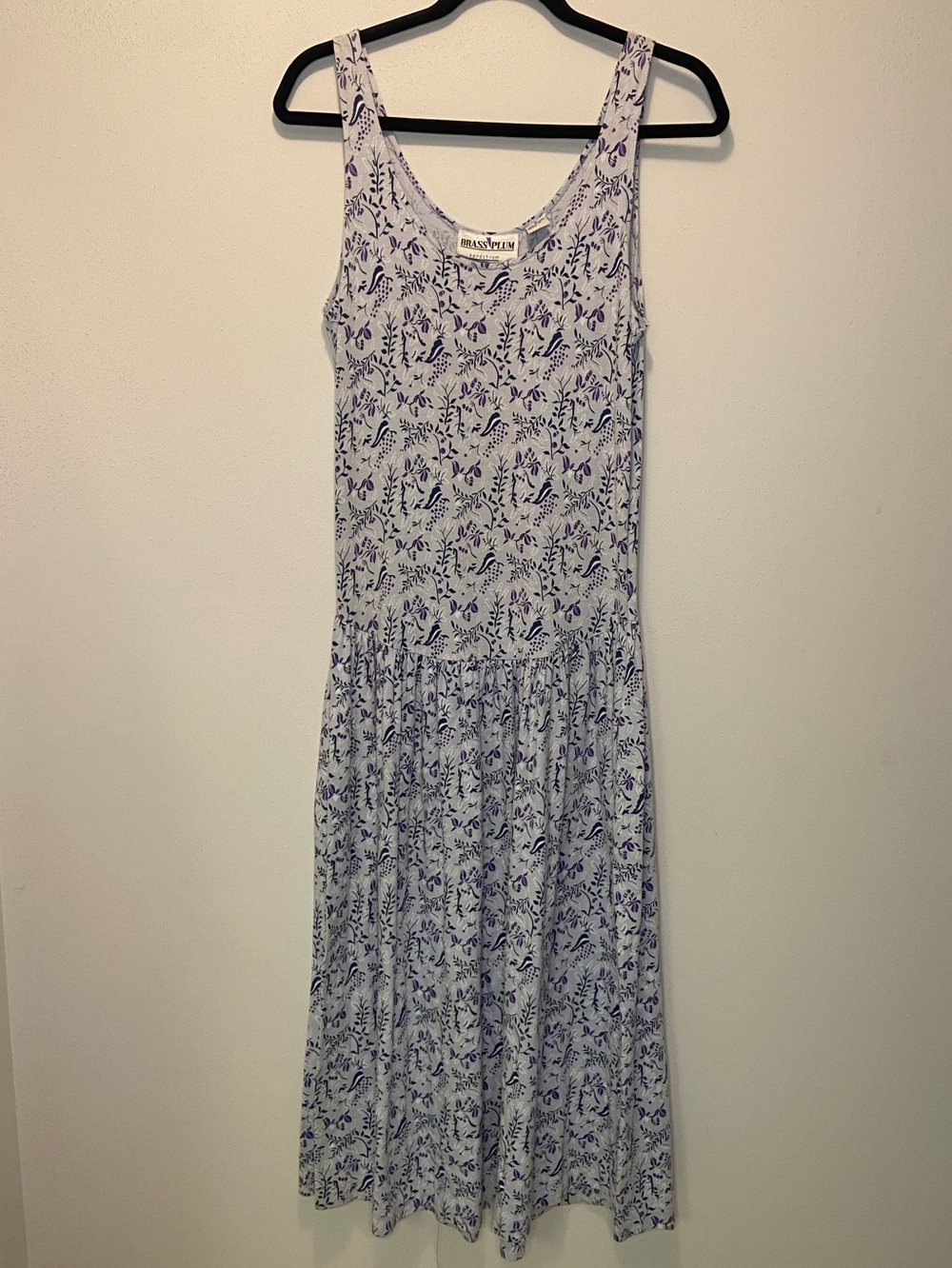 VTG Brass Plum Lilac Floral Tank Maxi Dress
